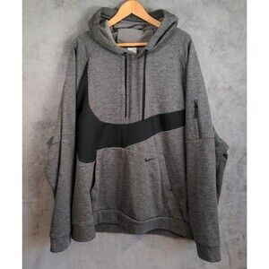Nike Therma-FIT Hoodie Mens Big 4XL Black Big Swoosh Pullover Sweatshirt